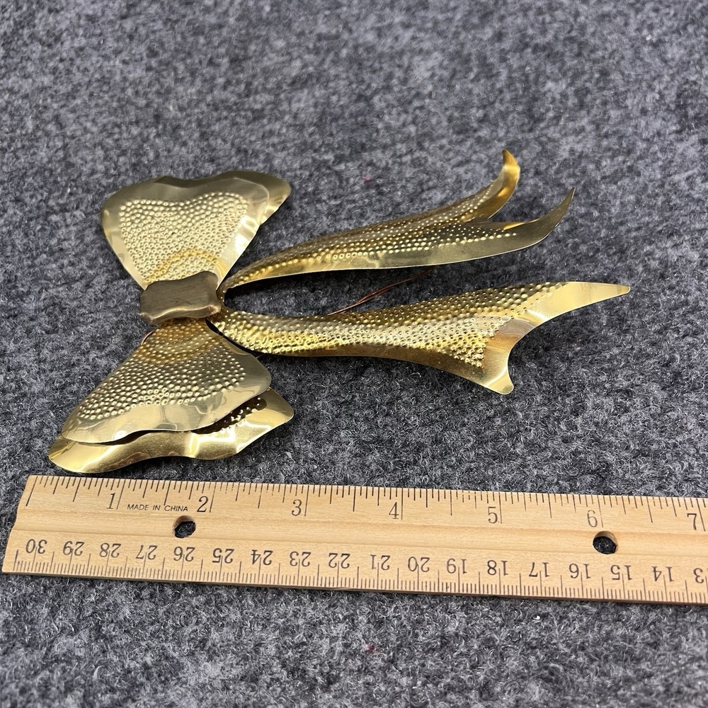 Vtg Home Interiors Trio Set Of 3 Brass Metal Punched Bows 3D Decor Wall Hanging - Picture 10 of 10